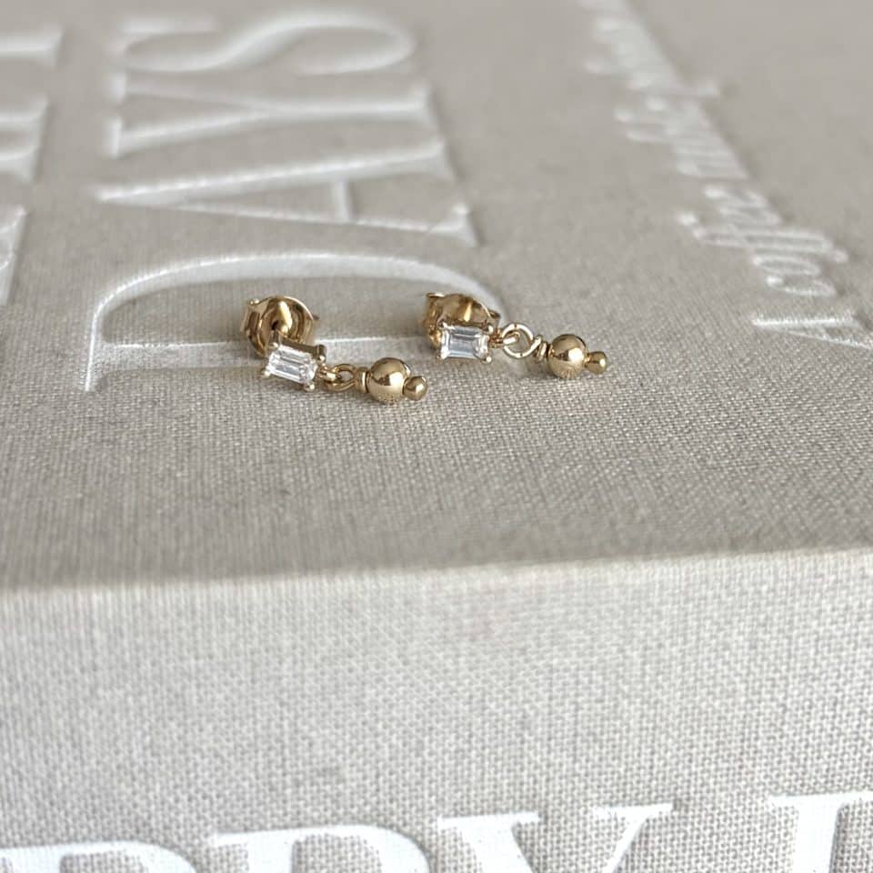 mini puces zircon rectangle pièce unique