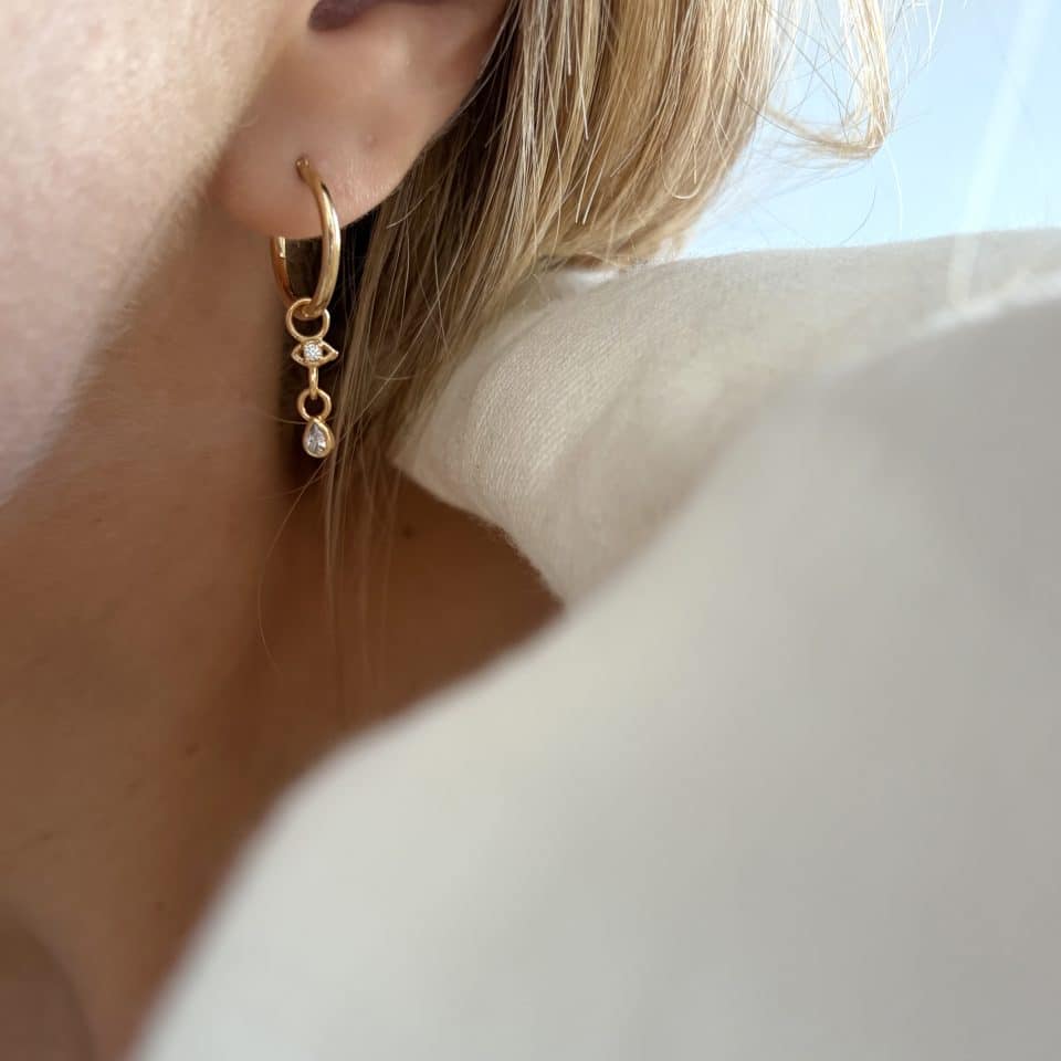 Créoles oeil goutte pièce unique