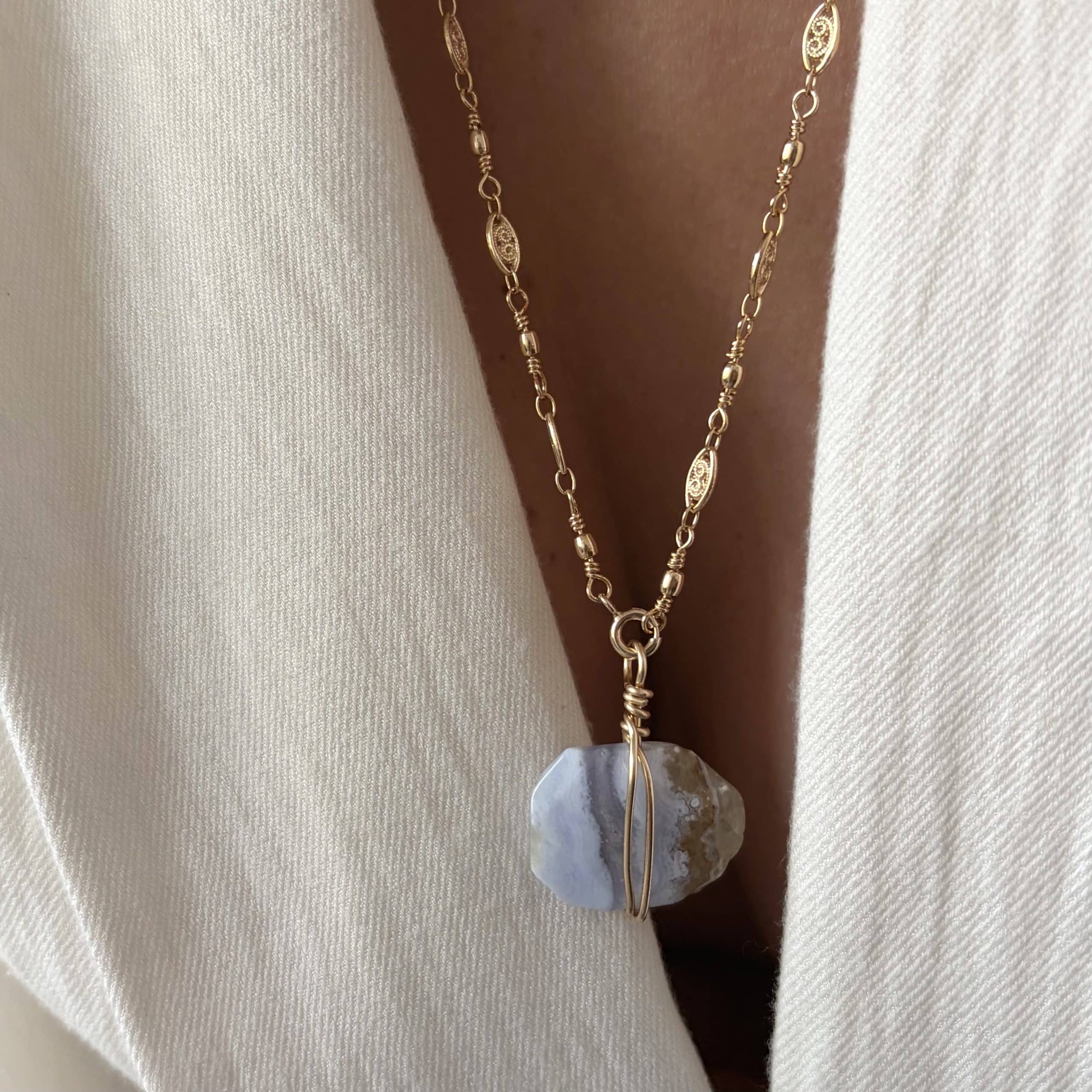 Pendentif Calcédoine bleue – Image 3