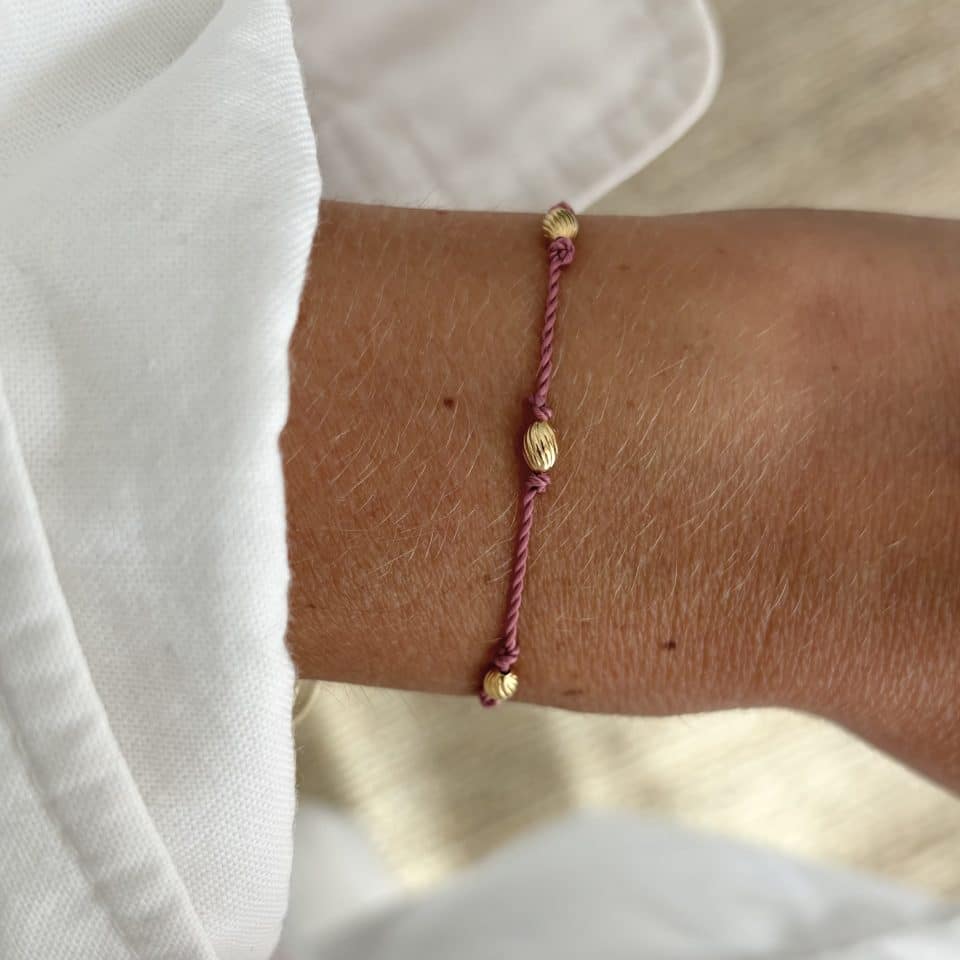Bracelet cordon rose pièce unique