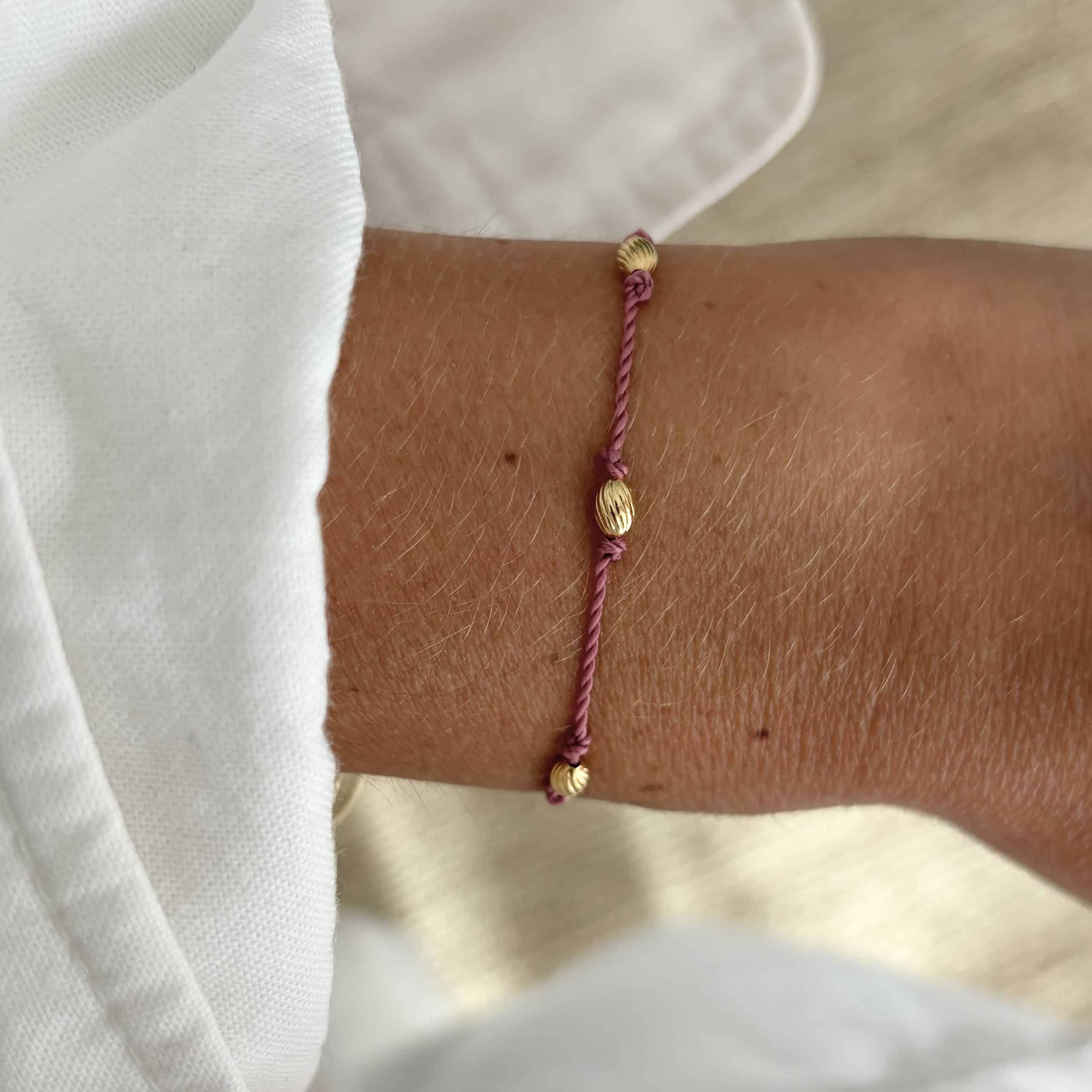 Bracelet cordon rose pièce unique