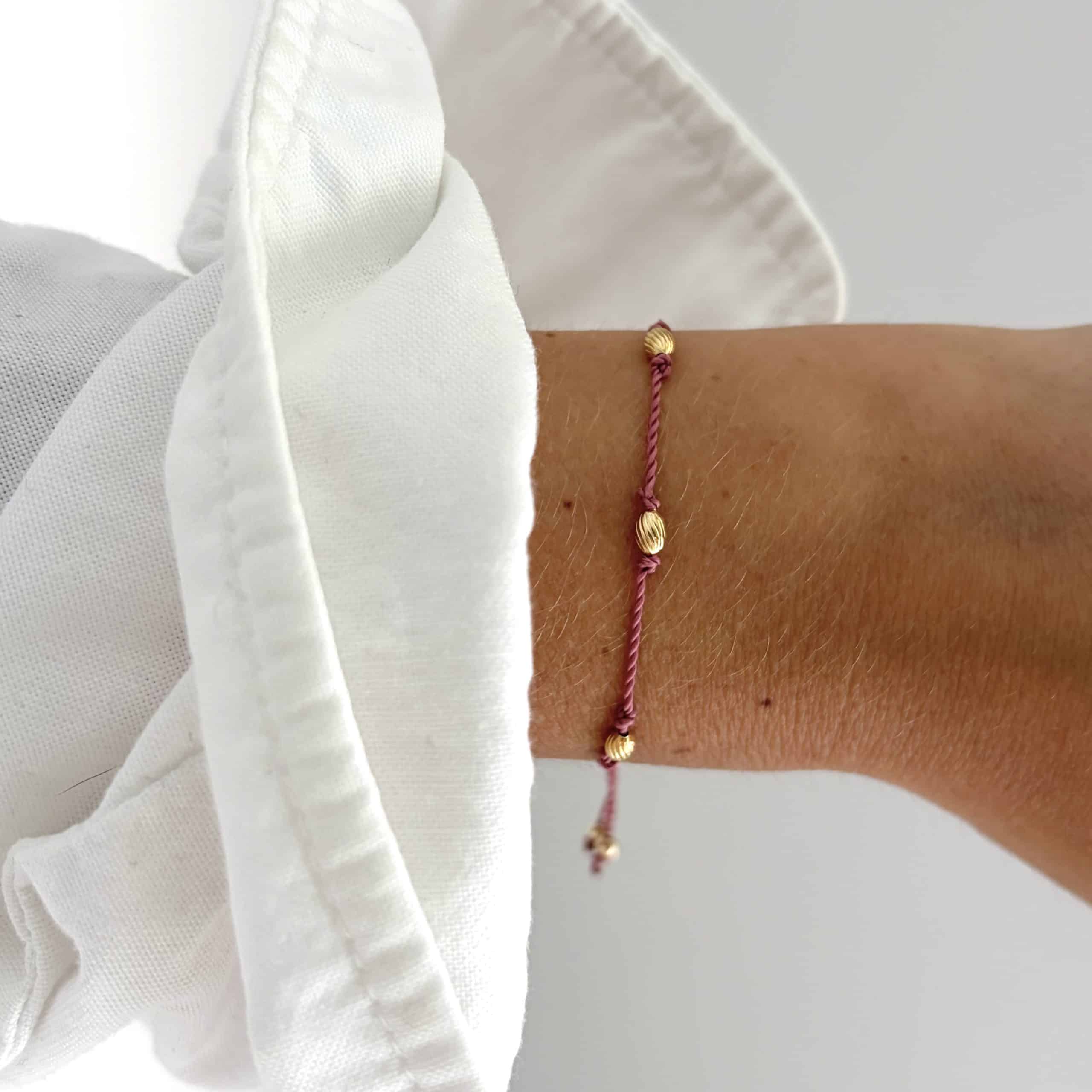 Bracelet cordon rose pièce unique – Image 2