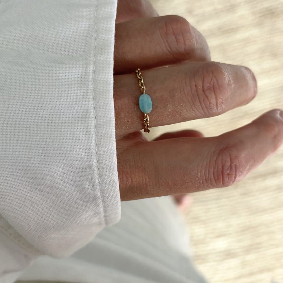 Bague chaîne Amazonite pièce unique