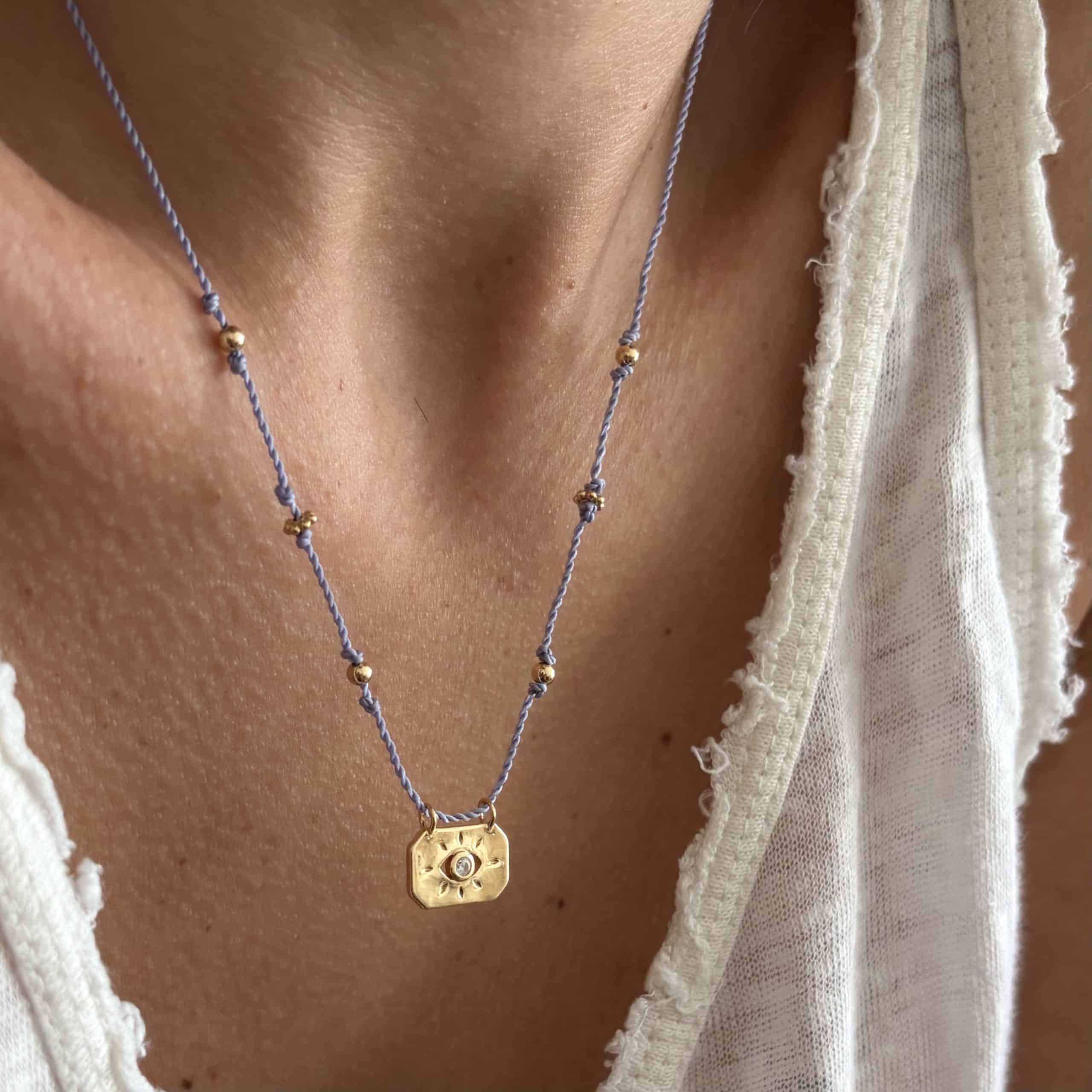 Collier cordon parme pièce unique – Image 2