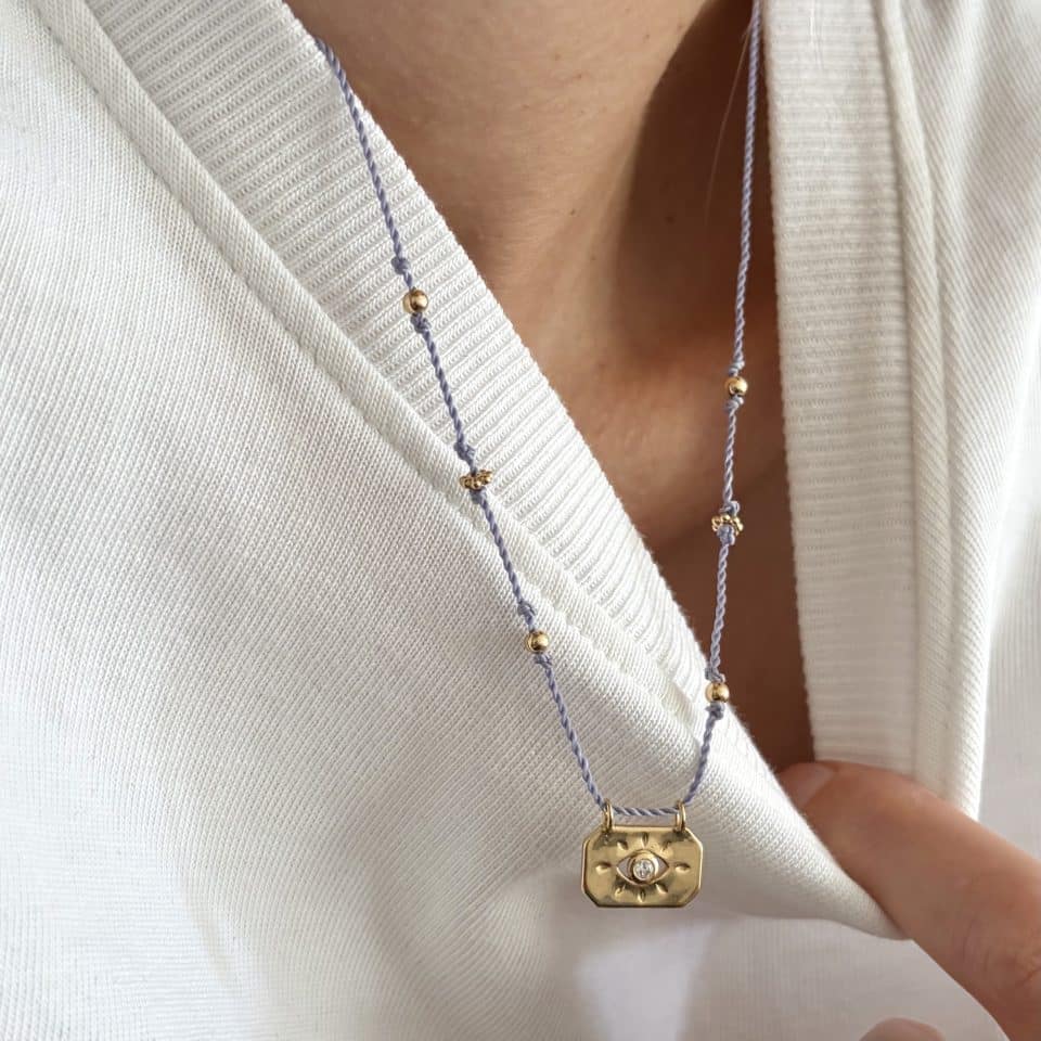 Collier cordon parme pièce unique